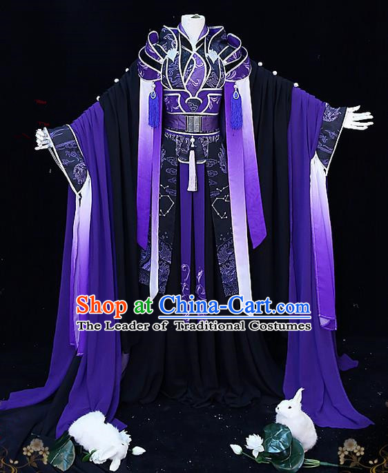 Traditional Ancient Chinese Palace King Costume, Elegant Hanfu Cosplay Prince Dress Chinese Swordsman Clothing for Men