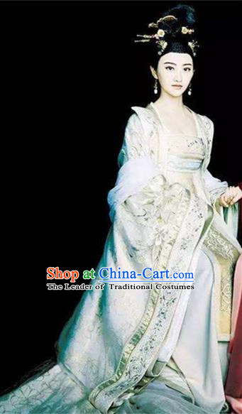 Traditional Ancient Chinese Imperial Queen Costume, Elegant Hanfu Palace Lady Dress, Chinese Tang Dynasty Imperial Empress Tailing Embroidered Clothing for Women