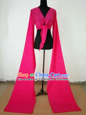 Traditional Chinese Long Sleeve Wide Water Sleeve Dance Suit China Folk Dance Koshibo Long Rose Ribbon for Women