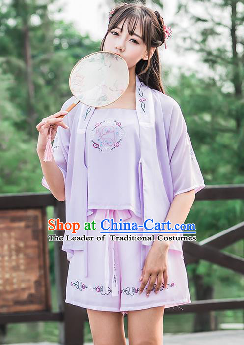 Traditional Ancient Chinese Female Costume Improved Blouse and Shorts Complete Set, Elegant Hanfu Clothing Chinese Song Dynasty Palace Princess Embroidered Clothing for Women