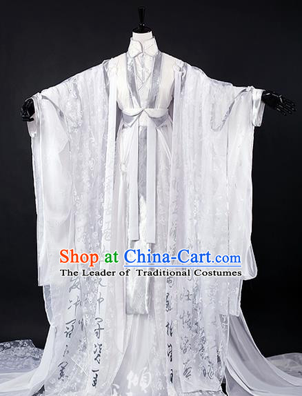 Traditional Ancient Chinese Imperial Emperor Costume Complete Set, Elegant Hanfu Palace King Robe, Chinese Han Dynasty Majesty Tailing Embroidered Clothing for Men