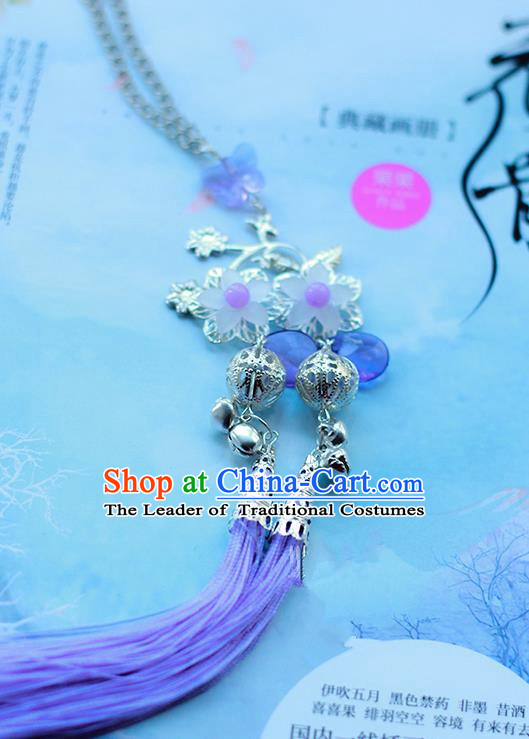 Traditional Chinese Handmade Ancient Hanfu Waist Jewelry Jade Wearing Palace Feather Bells Pendant Sword Tassel for Women