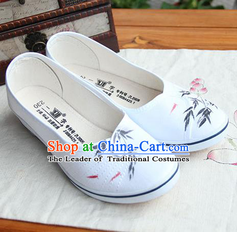 Traditional Handmade Ancient Chinese Han Dynasty Imperial Princess Freehand Sketching Hanfu Shoes for Women