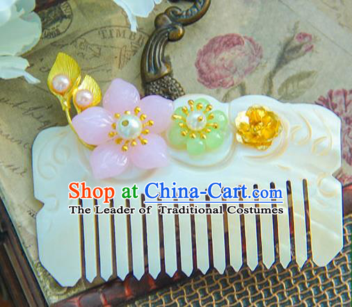 Traditional Handmade Chinese Ancient Princess Classical Hanfu Accessories Jewellery Shell Hair Step Shake Hair Claws, Hair Comb Hairpins for Women