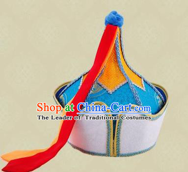 Traditional Chinese Nationality Dancing Costume Mongolian Folk Dance Ethnic Headdress Hat Headband