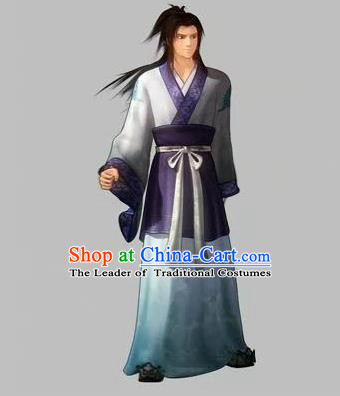 Traditional Ancient Chinese Classical Cartoon Character Uniform Cosplay Swordsman Game Role Complete Set for Men