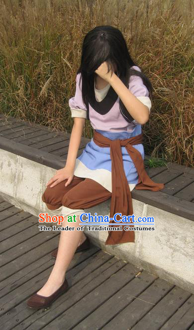 Traditional Ancient Chinese Classical Cartoon Character Uniform Cosplay Game Role Qin Dynasty Swordmen Costume Complete Set for Women