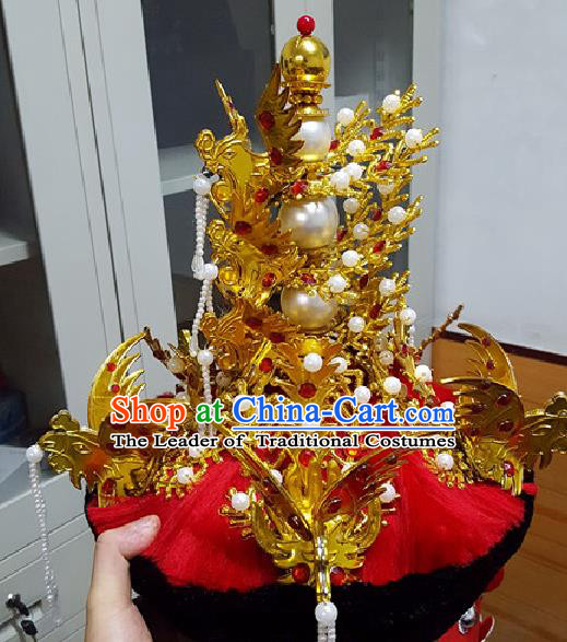 Traditional Chinese Ancient Costume Qing Dynasty Manchu Imperial Empress Wedding Headdress Phoenix Crown Headband Flag Head for Women