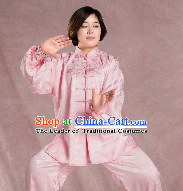 Traditional Chinese Top Silk Kung Fu Costume Martial Arts Kung Fu Training  Jacquard Weave Plated Buttons Uniform, Tang Suit Gongfu Shaolin Wushu Clothing, Tai Chi Taiji Teacher Suits Uniforms for Women