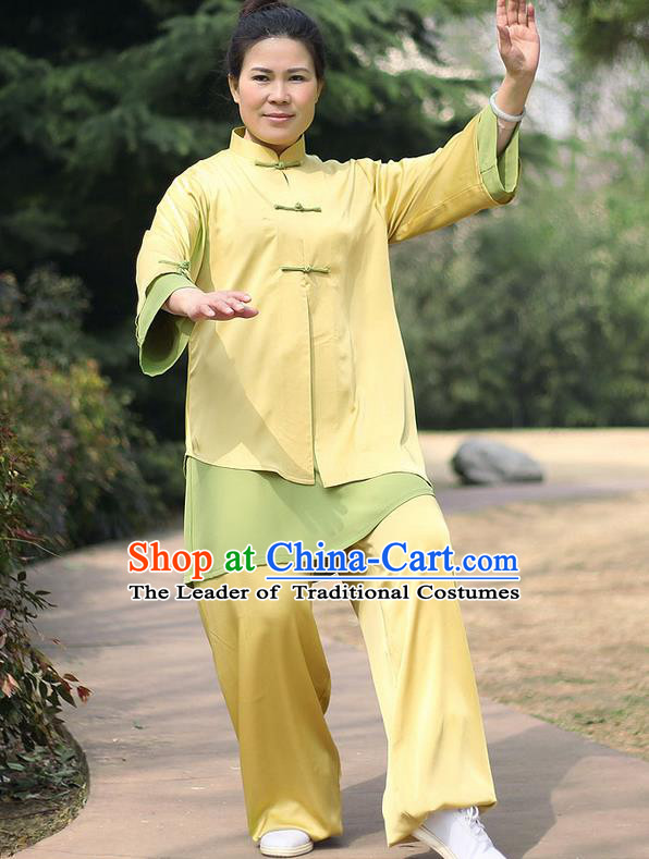 Traditional Chinese Top Stretch Silk Kung Fu Costume Martial Arts Kung Fu Training Uniform, Tang Suit Gongfu Shaolin Wushu Clothing, Tai Chi Taiji Teacher Suits Uniforms for Women
