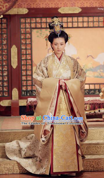 Traditional Ancient Chinese Imperial Empress Costume, Elegant Hanfu Palace Lady Queen Dress, Chinese Warring States Period Imperial Empress Tailing Embroidered Phoenix Clothing for Women
