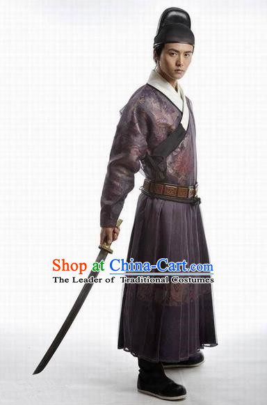 Traditional Ancient Chinese Ming Dynasty Bodyguard Costumes and Hat Complete Set for Men