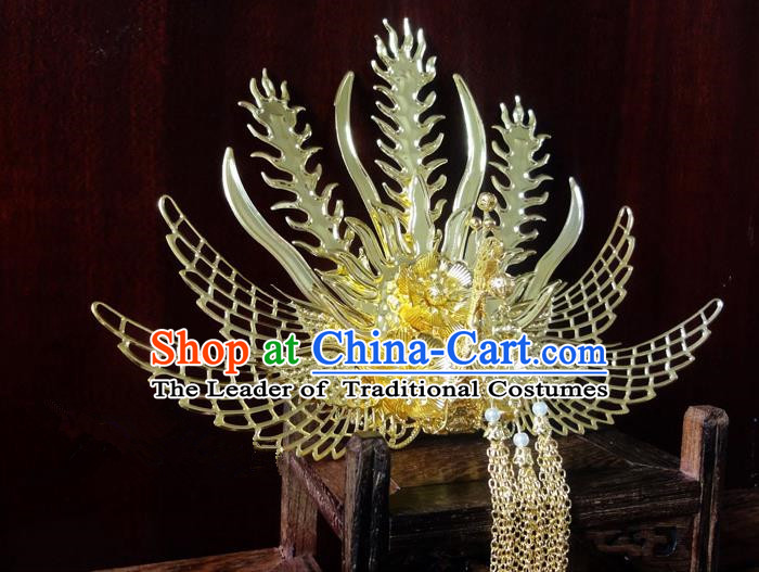 Traditional Handmade Chinese Ancient Classical Hair Accessories Barrettes Hairpin, Imperial Emperess Phoenix Coronet Hair Jewellery, Hair Fascinators Hairpins for Women
