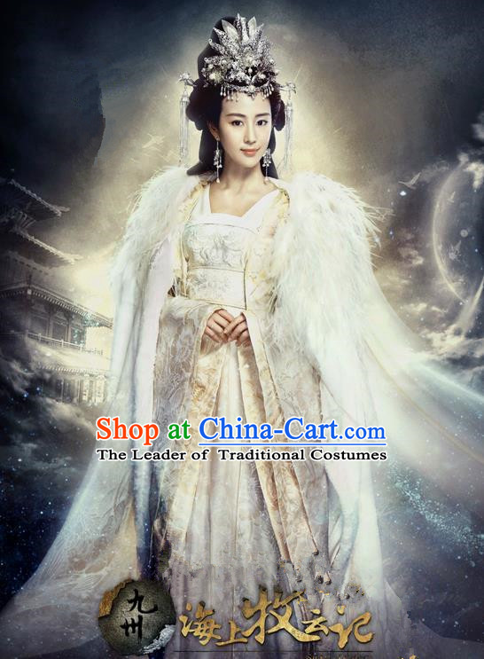 Traditional Ancient Chinese Imperial Emperess Costume Complete Set, Chinese Han Dynasty Emperess Dress, Cosplay Chinese Imperial Princess Embroidered Clothing for Women