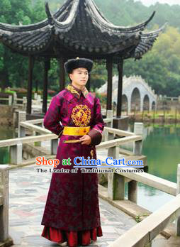Traditional Ancient Chinese Qing Dynasty Imperial Prince Robes, Qing Dynasty Manchu Imperial Emperor Dragon Costumes for Men