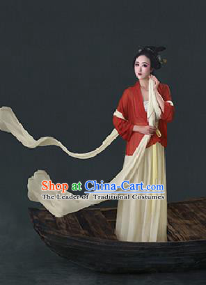 Traditional Ancient Chinese Imperial Emperess Costume, Chinese Han Dynasty Princess Ribbon Dress, Cosplay Chinese Peri Concubine Embroidered Hanfu Clothing for Women