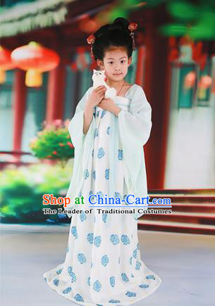 Traditional Ancient Chinese Imperial Consort Children Costume, Chinese Tang Dynasty Little Girl Dress, Cosplay Chinese Concubine Embroidered Clothing Hanfu for Kids