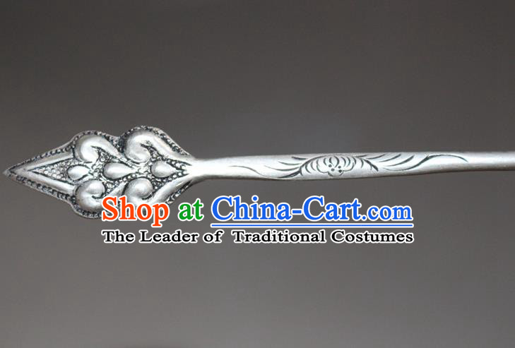Traditional Chinese Miao Nationality Crafts Jewelry Accessory Classical Hair Accessories, Hmong Handmade Miao Silver Palace Lady Hair Sticks Hair Claw, Miao Ethnic Minority Hair Fascinators Hairpins for Women