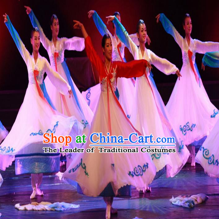 Traditional Chinese Korean Nationality Dancing Costume, Folk Dance Ethnic Koreans Dress Palace Princess Uniform, Chinese Koreans Minority Nationality Dancing Clothing for Women