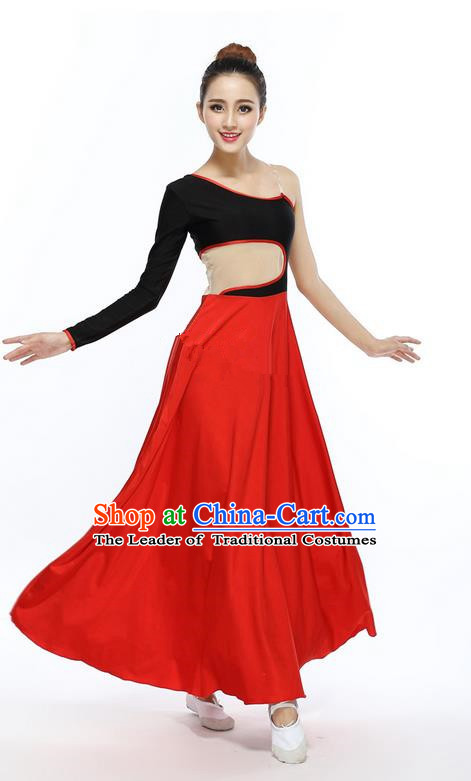 Traditional Modern Dancing Compere Costume, Female Opening Classic Chorus Singing Group Dance Red Ballet Dancewear, Modern Dance Dress Classic Latin Dance Elegant Clothing for Women