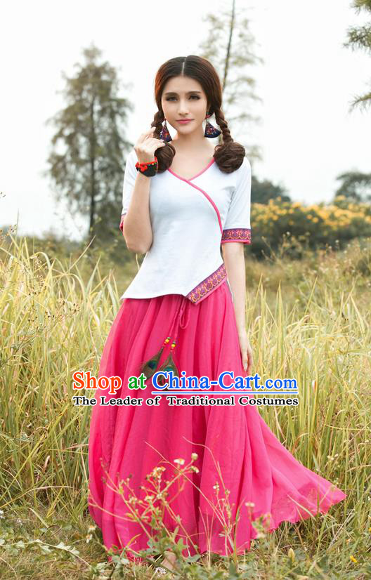 Traditional Ancient Chinese National Costume, Elegant Hanfu Shirt, China Tang Suit Irregularity White Blouse Cheongsam Upper Outer Garment Clothing for Women