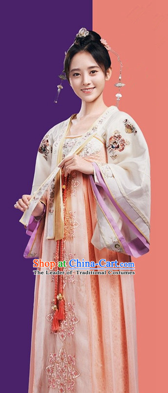 Traditional Ancient Chinese Imperial Princess Costume, Chinese Television Drama Detective Samoyeds Palace Lady Elegant Hanfu Dress, Chinese Tang Dynasty Imperial Aristocratic Lady Tailing Embroidered Clothing for Women