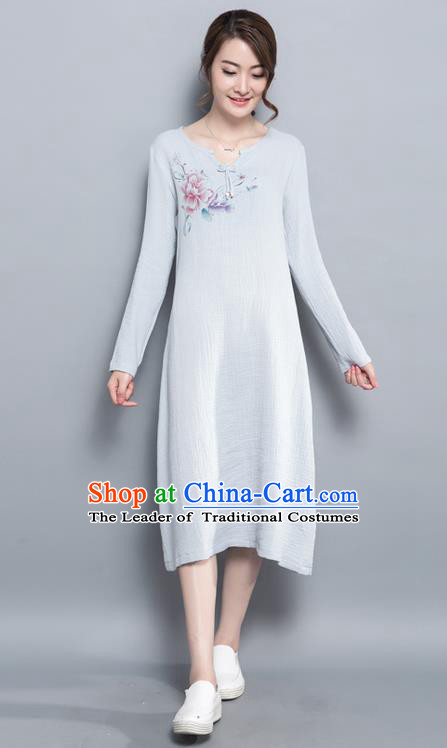 Traditional Ancient Chinese Young Women Cheongsam Dress Republic of China Tangsuit Stand Collar Blouse Dress Tang Suit Clothing for Women