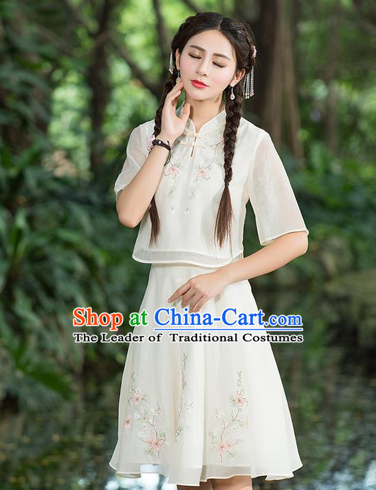 Traditional Ancient Chinese Ancient Costume, Elegant Hanfu Clothing Embroidered Dress, China Ming Dynasty Elegant Blouse and Skirt Complete Set for Women