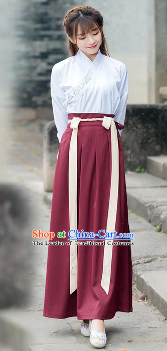 Traditional Chinese Ancient Costume, Elegant Hanfu Clothing Embroidered Bamboo Leaf Slant Opening Blouse and Dress, China Ming Dynasty Elegant Blouse and Skirt Complete Set for Women