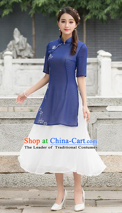 Traditional Ancient Chinese National Costume, Elegant Hanfu Mandarin Qipao Hand Painting Dress, China Tang Suit Cheongsam Upper Outer Garment Elegant Dress Clothing for Women