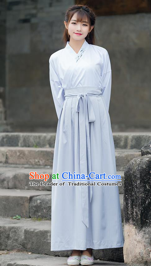 Traditional Ancient Chinese Costume, Elegant Hanfu Clothing Ink Painting Embroidered Slant Opening Blouse and Dress, China Ming Dynasty Elegant Blouse and Skirt Complete Set for Women