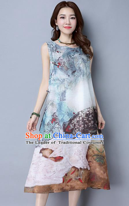Traditional Ancient Chinese National Costume, Elegant Hanfu Qipao Painting Dress, China Tang Suit Cheongsam Upper Outer Garment Elegant Dress Clothing for Women
