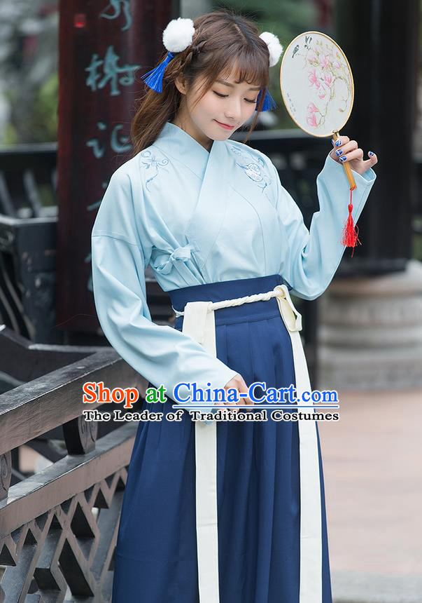 Traditional Ancient Chinese Young Women Cheongsam Dress Republic of China Tangsuit Stand Collar Blouse Dress Tang Suit Clothing for Women