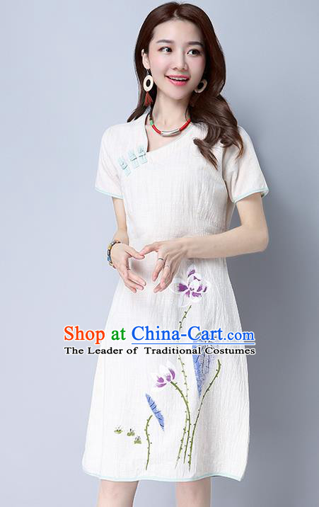 Traditional Ancient Chinese Young Women Cheongsam Dress Republic of China Tangsuit Stand Collar Blouse Dress Tang Suit Clothing for Women