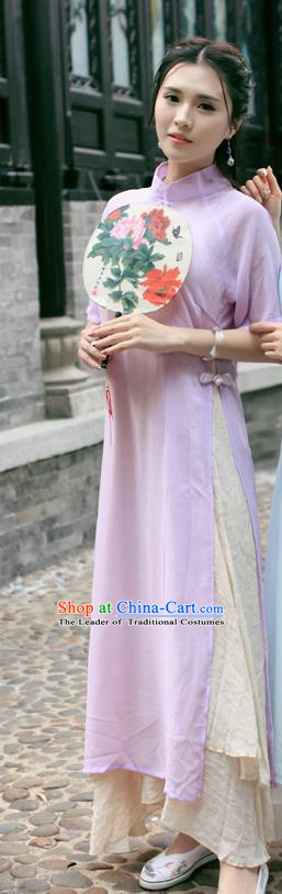 Traditional Ancient Chinese Young Women Cheongsam Dress Republic of China Tangsuit Stand Collar Blouse Dress Tang Suit Clothing for Women