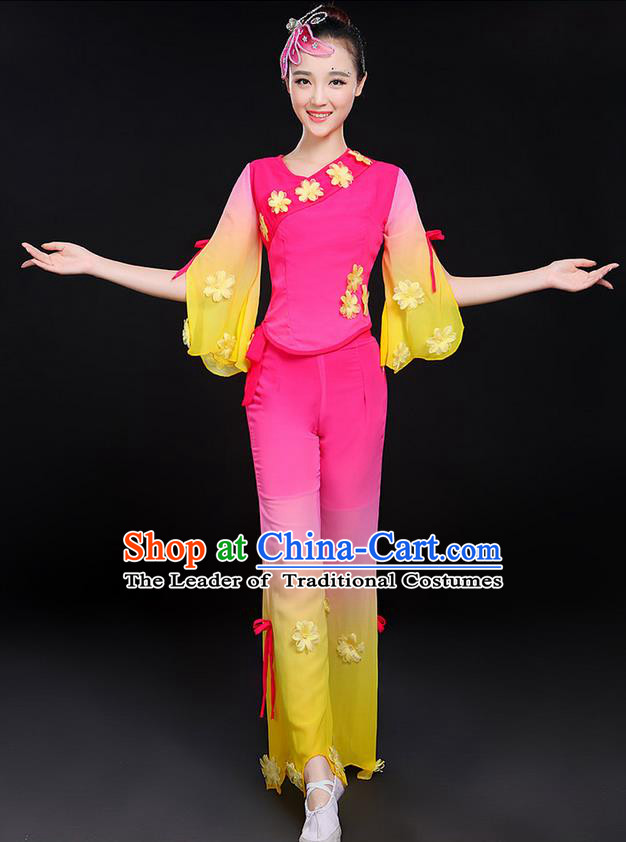 Traditional Chinese Yangge Fan Dancing Costume