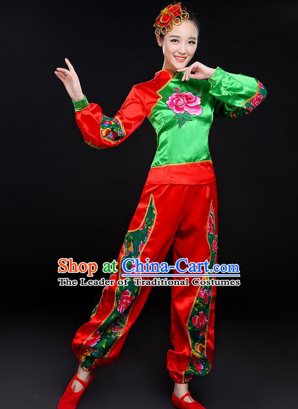 Traditional Chinese Yangge Fan Dancing Costume