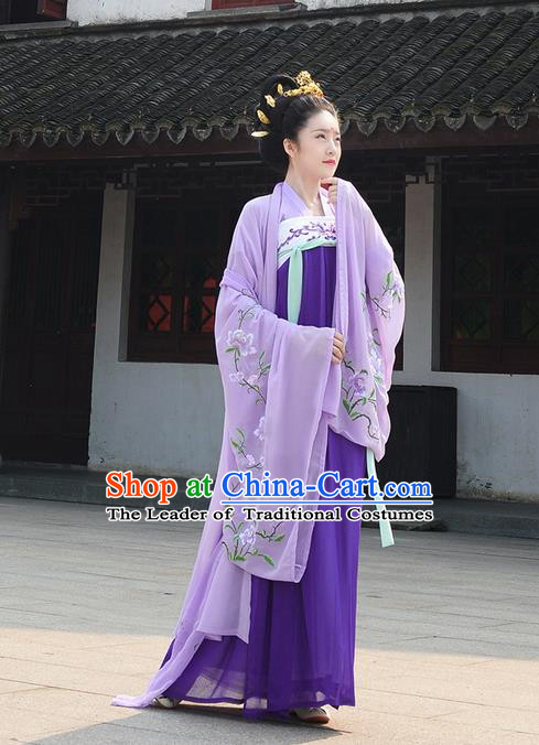 Traditional Ancient Chinese Young Lady Costume Embroidered Blouse and Skirt Complete Set , Elegant Hanfu Suits Clothing Chinese Tang Dynasty Imperial Princess Dress Clothing for Women