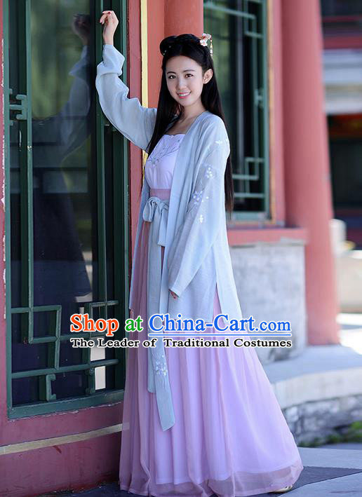 Traditional Ancient Chinese Young Lady Costume Embroidered Blouse Boob Tube Top and Slip Skirt Complete Set, Elegant Hanfu Suits Clothing Chinese Ming Dynasty Imperial Princess Dress Clothing for Women