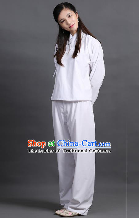 Traditional Ancient Chinese Young Lady Elegant Costume Slant Opening Blouse and Pants Complete Set, Elegant Hanfu Pajamas Clothing Chinese Han Dynasty Imperial Princess Clothing for Women