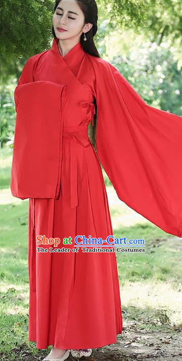 Traditional Ancient Chinese Young Lady Costume Embroidered Song Fringing and Skirt, Elegant Hanfu Curving-Front Unlined Garment Dress Chinese Han Dynasty Imperial Princess Dress Clothing for Women