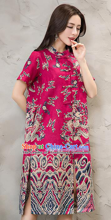 Traditional Ancient Chinese Young Women Cheongsam Dress Republic of China Tangsuit Stand Collar Blouse Dress Tang Suit Clothing for Women