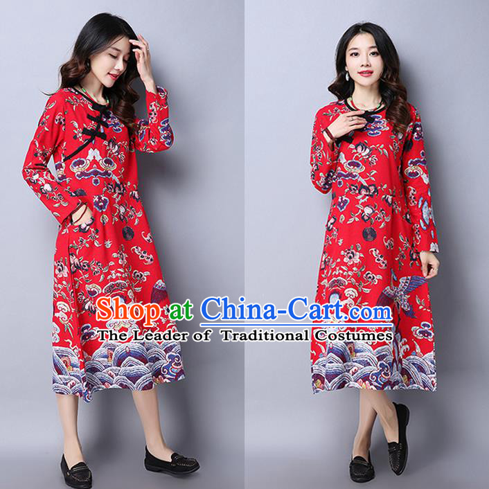 Traditional Ancient Chinese Young Women Cheongsam Dress Republic of China Tangsuit Stand Collar Blouse Dress Tang Suit Clothing for Women