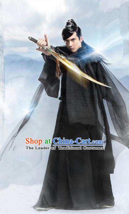 Traditional Ancient Chinese Elegant Swordsman Costume, Chinese Ancient General Dress, Cosplay Chinese Television Drama Flying Daggers Chivalrous Expert Chinese Ming Dynasty Kawaler Hanfu Clothing for Men