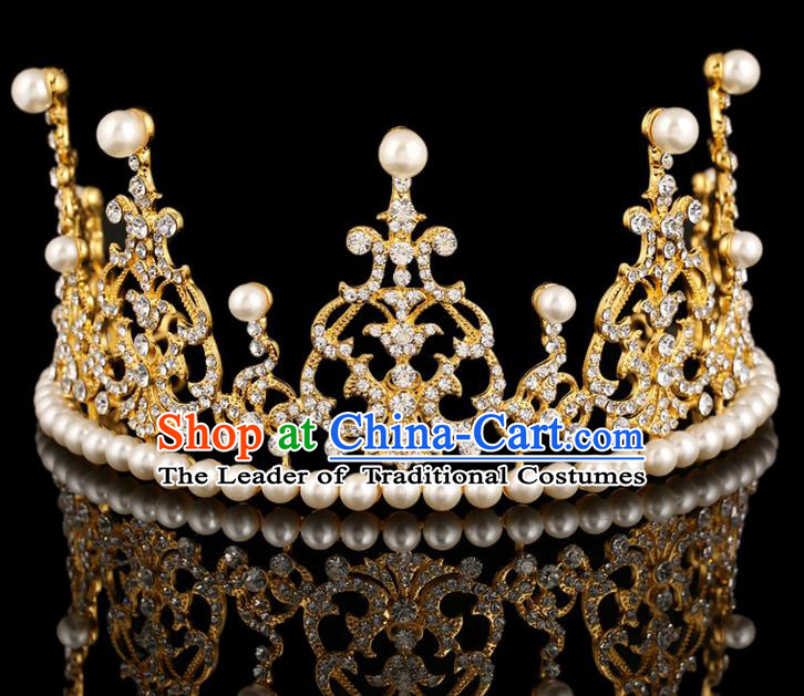 Top Grade Handmade Chinese Classical Hair Accessories, Children Baroque Style Headband Princess Royal Crown Crystal Crown, Hair Sticks Hair Jewellery, Hair Clasp for Kids Girls