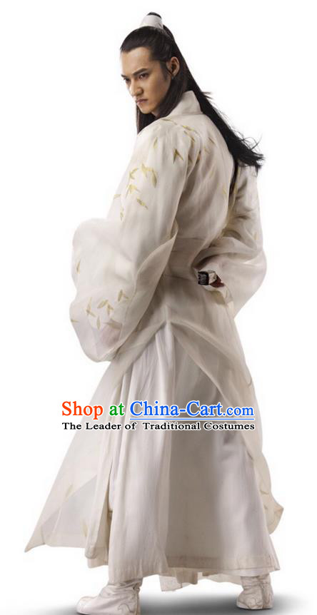 Traditional Ancient Chinese Elegant Swordsman Costume, Chinese Ancient Nobility Childe Dress, Cosplay Chinese Emprise Film Sword Master Chivalrous Expert Chinese Ming Dynasty Kawaler Hanfu Clothing for Men