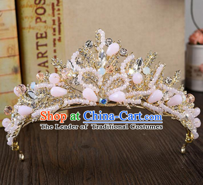 Top Grade Handmade Classical Hair Accessories, Children Baroque Style Beads Crystal Baby Princess Royal Crown Hair Clasp Jewellery for Kids Girls