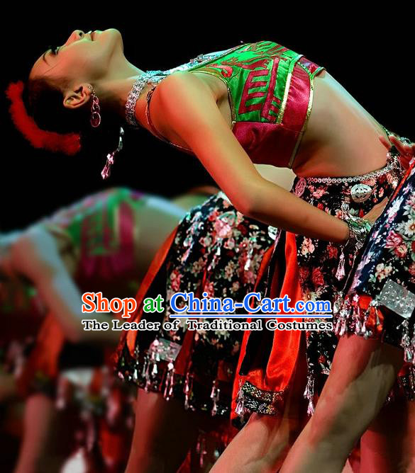 Traditional Chinese Yangge Fan Dancing Costume and Accessories