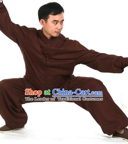 Top Kung Fu Costume Martial Arts Coffee Suits, Training Costume Tai Ji Uniforms Gongfu Pulian Clothing Shaolin Wushu Tai Chi Clothing for Men