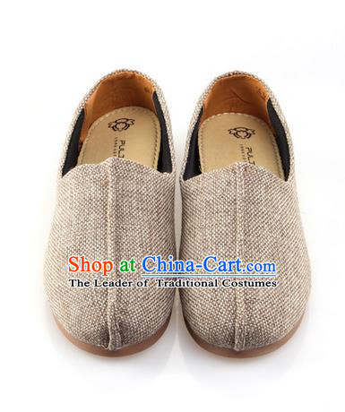 Top Grade Kung Fu Martial Arts Shoes Pulian Zen Shoes, Chinese Traditional Tai Chi Fine Linen Beige Shoes for Women for Men
